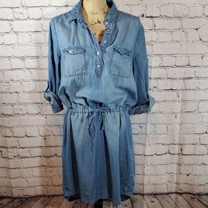 Gloria Vanderbilt Blue Denim-Like Dress Size M